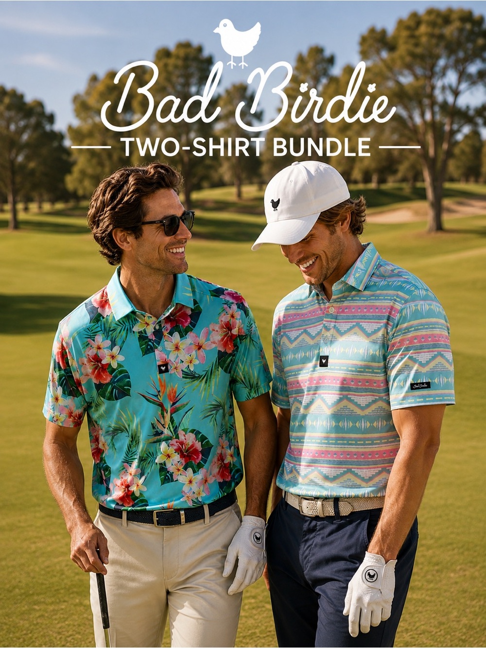 Bad Birdie Men's Size Large Golf Polo Shirt Bundle - Lot of 2